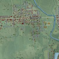 Second close-up of the map of Beatrice, Nebraska print showing more streets and buildings