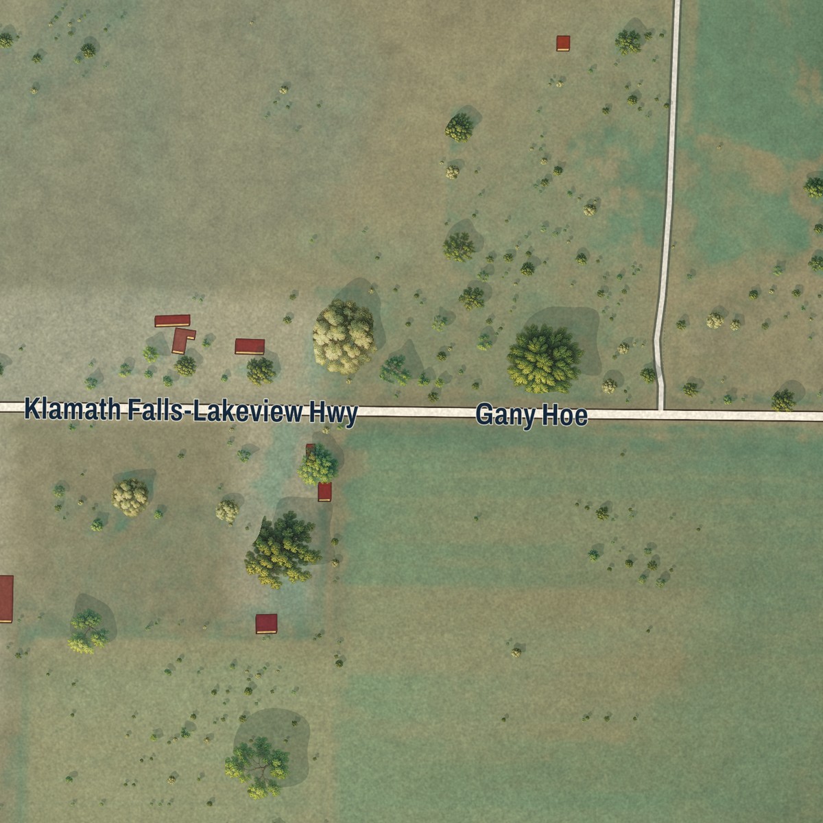 Second close-up of the map of Beatty, Oregon print showing more streets and buildings