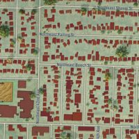 Second close-up of the map of Beaumont-Wilshire, Oregon print showing more streets and buildings