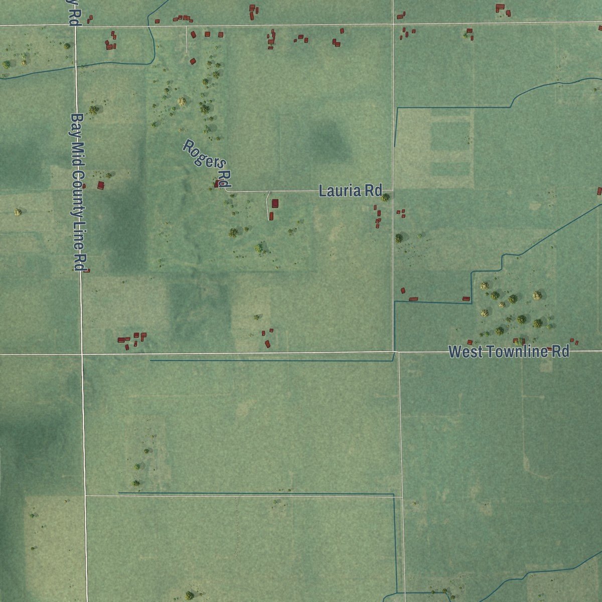 Second close-up of the map of Beaver, Bay County, Michigan print showing more streets and buildings