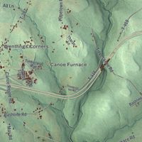 Second close-up of the map of Beaver, Clarion County, Pennsylvania print showing more streets and buildings