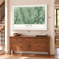 Beaver, Clarion County, Pennsylvania map, 24 x 36 inch print in a white frame above a dresser by a staircase