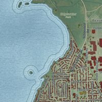 Second close-up of the map of Beaver Dam, Wisconsin print showing more streets and buildings