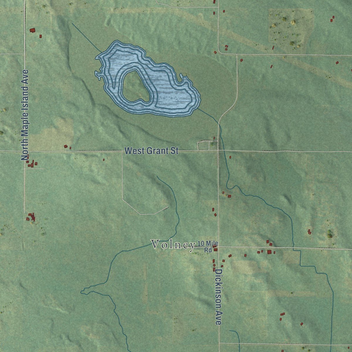 Second close-up of the map of Beaver, Newaygo County, Michigan print showing more streets and buildings