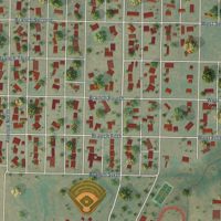 Second close-up of the map of Beaver, Oklahoma print showing more streets and buildings