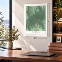 Beaverton, Alabama map, 18 x 24 inch print in a white frame in a home office