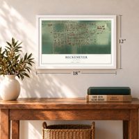 Beckemeyer, Illinois map, 12 x 18 inch print in a white frame in an entryway