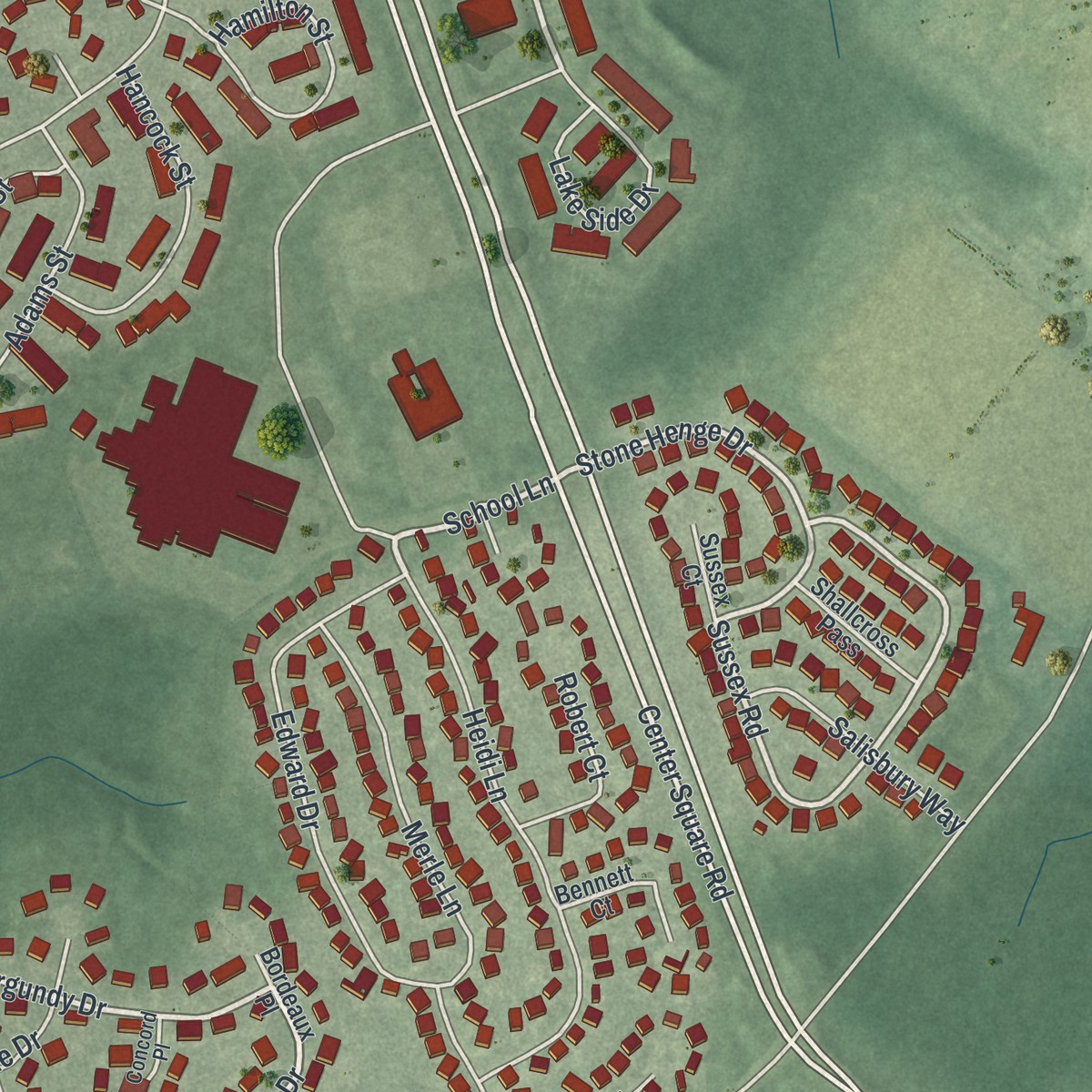 Second close-up of the map of Beckett, New Jersey print showing more streets and buildings