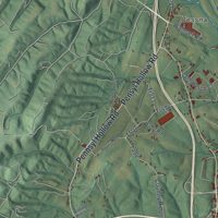 Second close-up of the map of Bedford, Bedford County, Pennsylvania print showing more streets and buildings