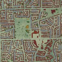 Second close-up of the map of Bedford, Texas print showing more streets and buildings