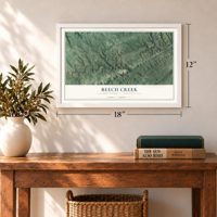 Beech Creek, Clinton County, Pennsylvania map, 12 x 18 inch print in a white frame in an entryway