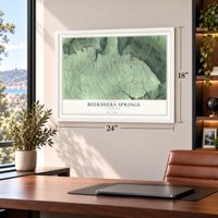 Beersheba Springs, Tennessee map, 18 x 24 inch print in a white frame in a home office