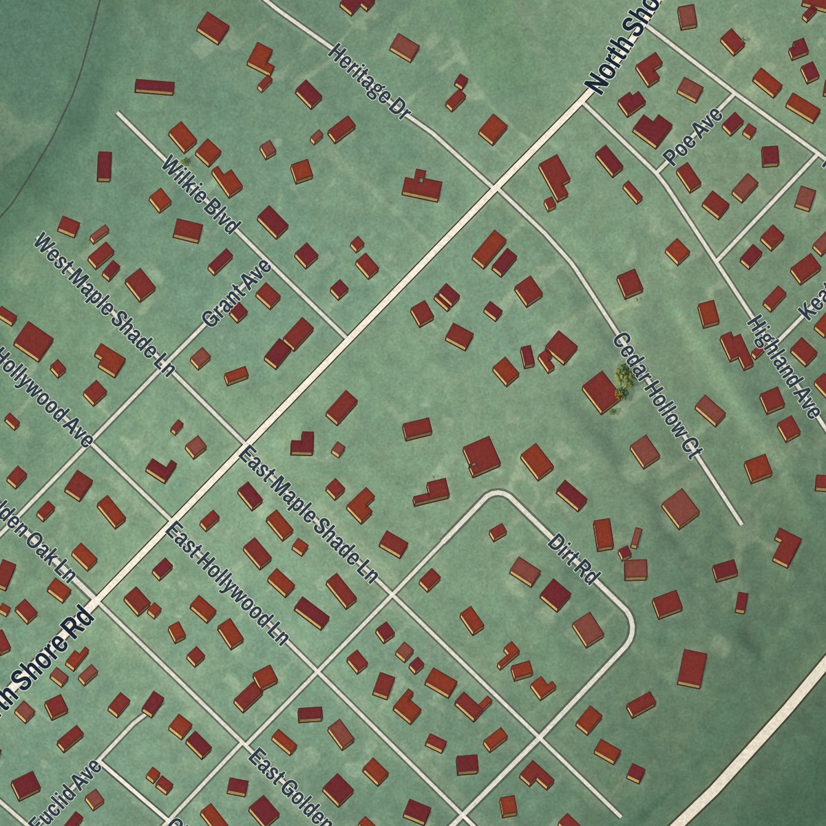 Second close-up of the map of Beesleys Point, New Jersey print showing more streets and buildings