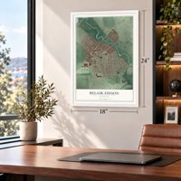 Belair-Edison, Maryland map, 18 x 24 inch print in a white frame in a home office
