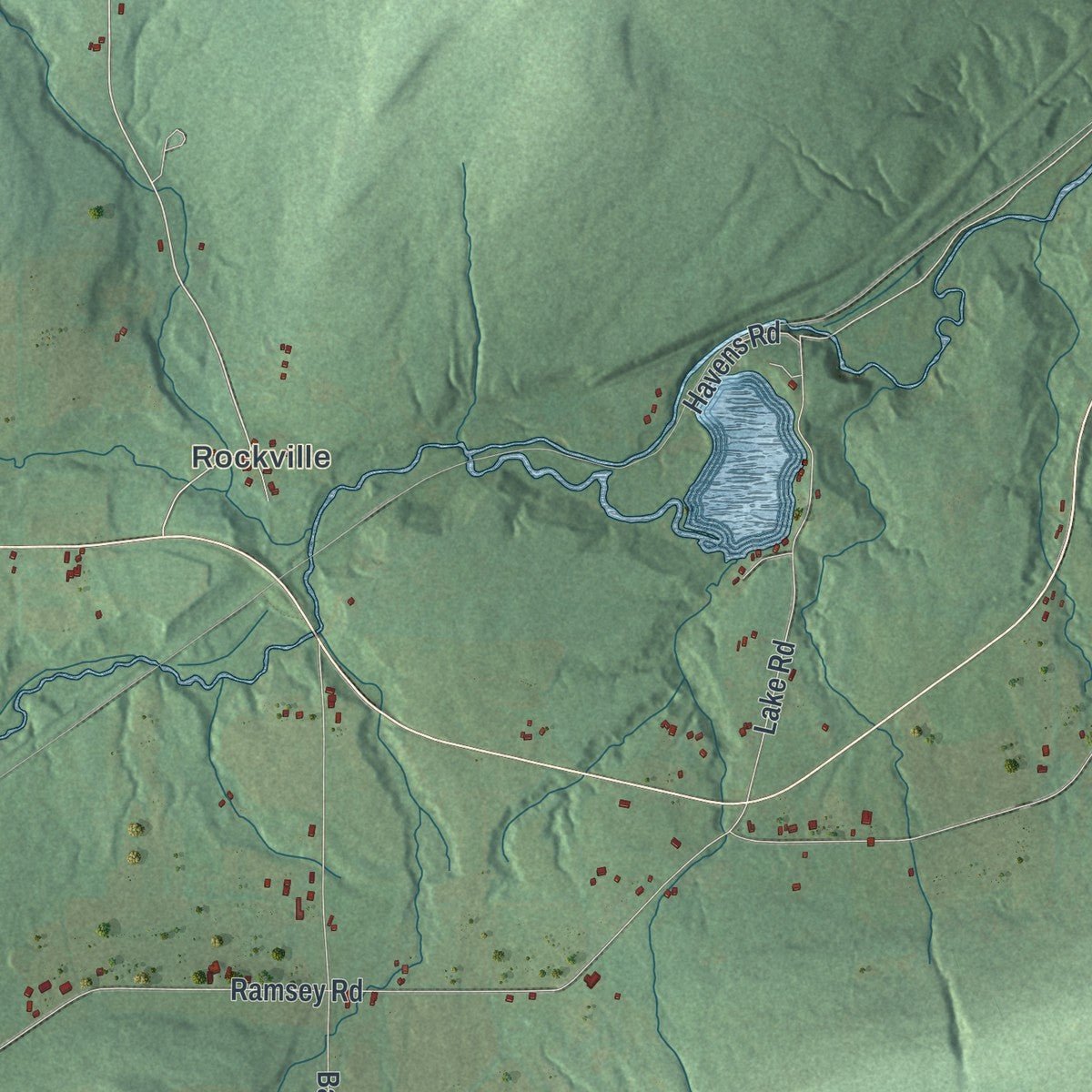 Second close-up of the map of Belfast, New York print showing more streets and buildings