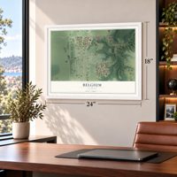 Belgium, Illinois map, 18 x 24 inch print in a white frame in a home office