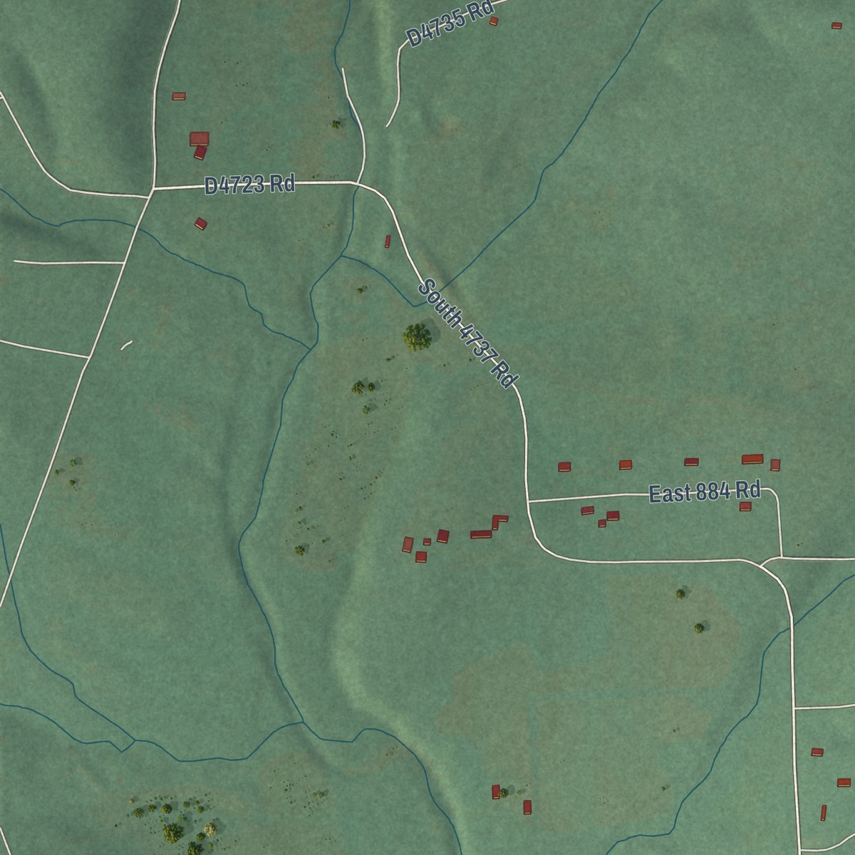 Second close-up of the map of Bell, Oklahoma print showing more streets and buildings
