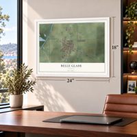 Belle Glade, Florida map, 18 x 24 inch print in a white frame in a home office