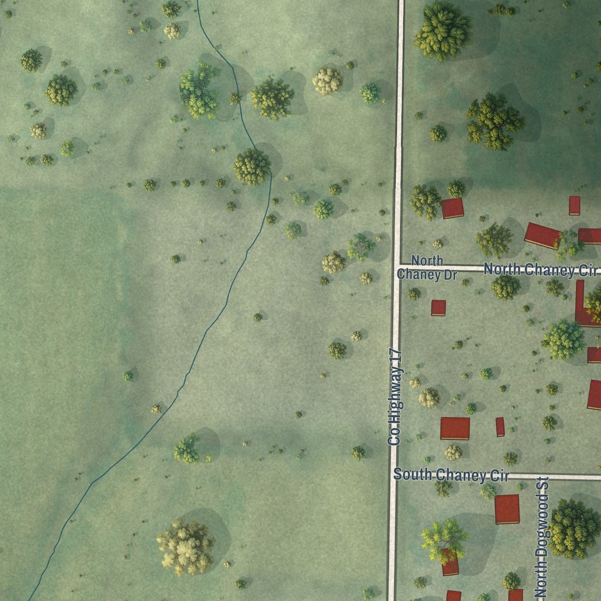Second close-up of the map of Belle Rive, Illinois print showing more streets and buildings