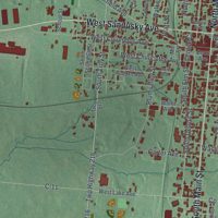 Second close-up of the map of Bellefontaine, Ohio print showing more streets and buildings