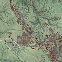Second close-up of the map of Belleville, Illinois print showing more streets and buildings