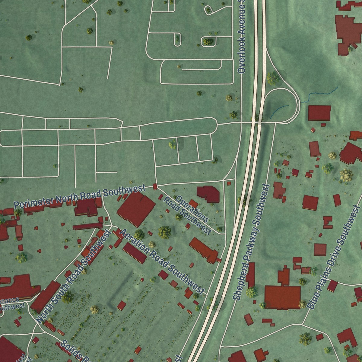 Second close-up of the map of Bellevue, District of Columbia print showing more streets and buildings