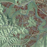 Second close-up of the map of Bellevue, Tennessee print showing more streets and buildings