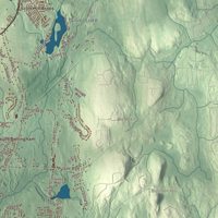 Close-up of the map of Bellingham, Massachusetts print showing terrain and local geography