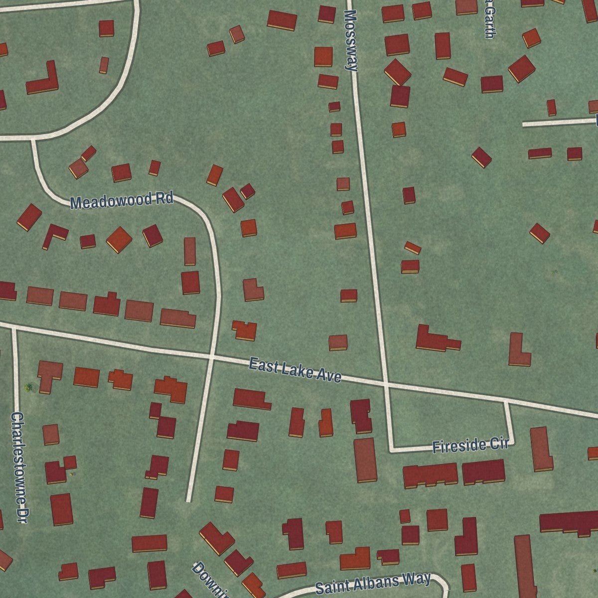 Second close-up of the map of Bellona-Gittings, Maryland print showing more streets and buildings