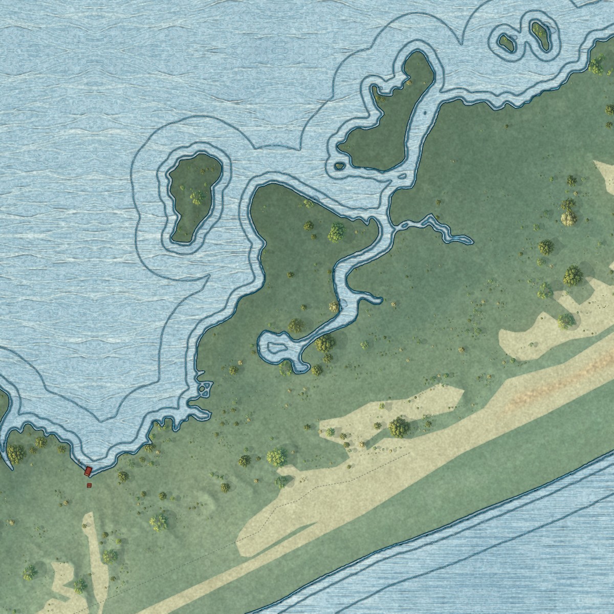 Second close-up of the map of Bellport, New York print showing more streets and buildings