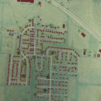 Second close-up of the map of Bells, Tennessee print showing more streets and buildings