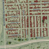 Second close-up of the map of Bellwood, Illinois print showing more streets and buildings