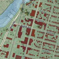 Second close-up of the map of Belmar, New Jersey print showing more streets and buildings