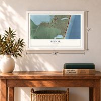 Belmar, New Jersey map, 12 x 18 inch print in a white frame in an entryway