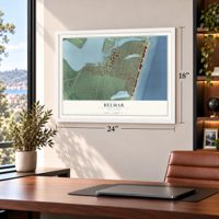 Belmar, New Jersey map, 18 x 24 inch print in a white frame in a home office