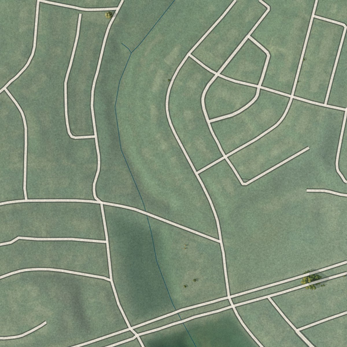 Second close-up of the map of Belvedere, Maryland print showing more streets and buildings