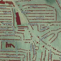 Second close-up of the map of Belvedere Park, Georgia print showing more streets and buildings