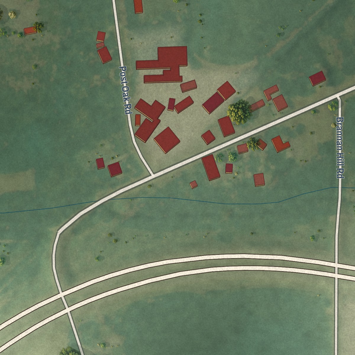 Second close-up of the map of Belvidere, Tennessee print showing more streets and buildings