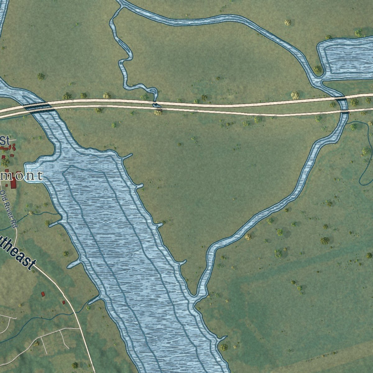 Second close-up of the map of Belville, North Carolina print showing more streets and buildings