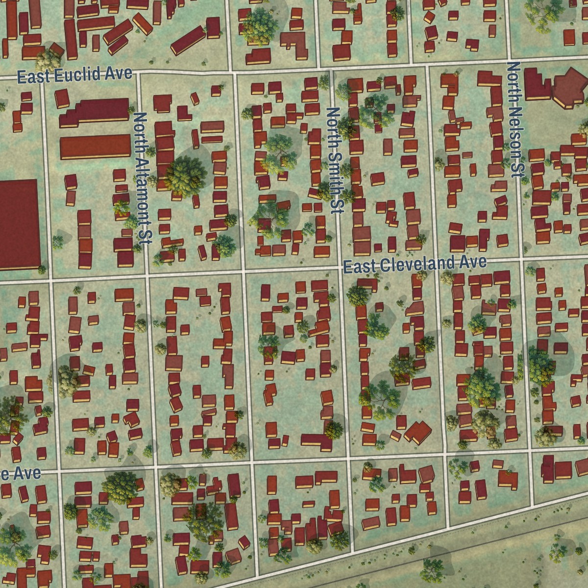 Second close-up of the map of Bemiss, Washington print showing more streets and buildings