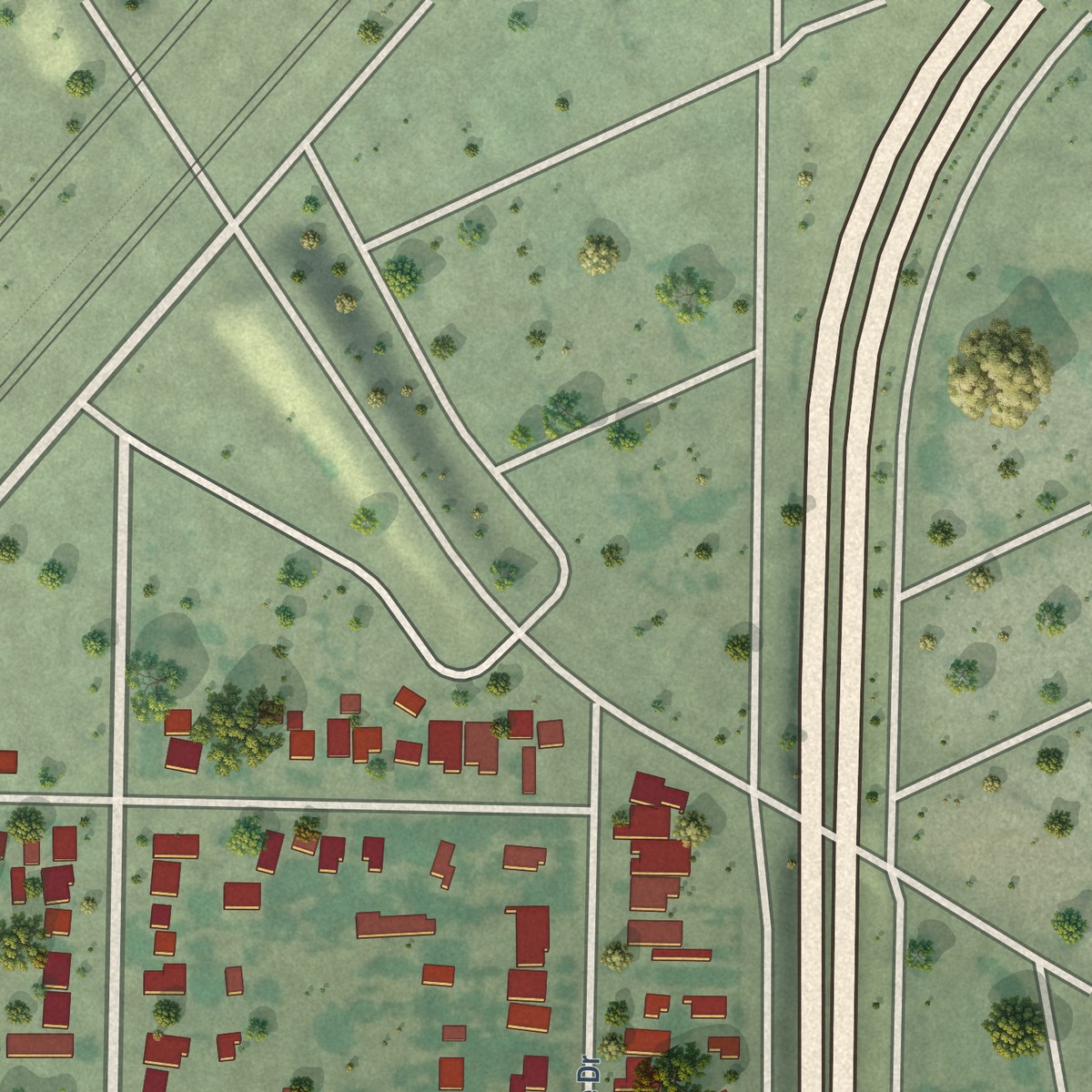 Second close-up of the map of Ben Ali, California print showing more streets and buildings