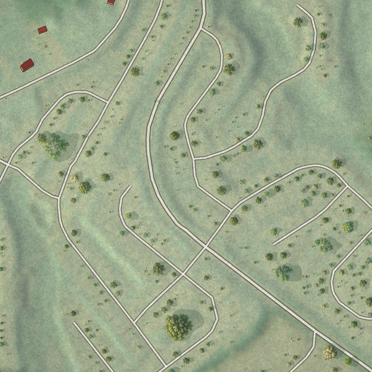 Second close-up of the map of Ben Hill, Georgia print showing more streets and buildings