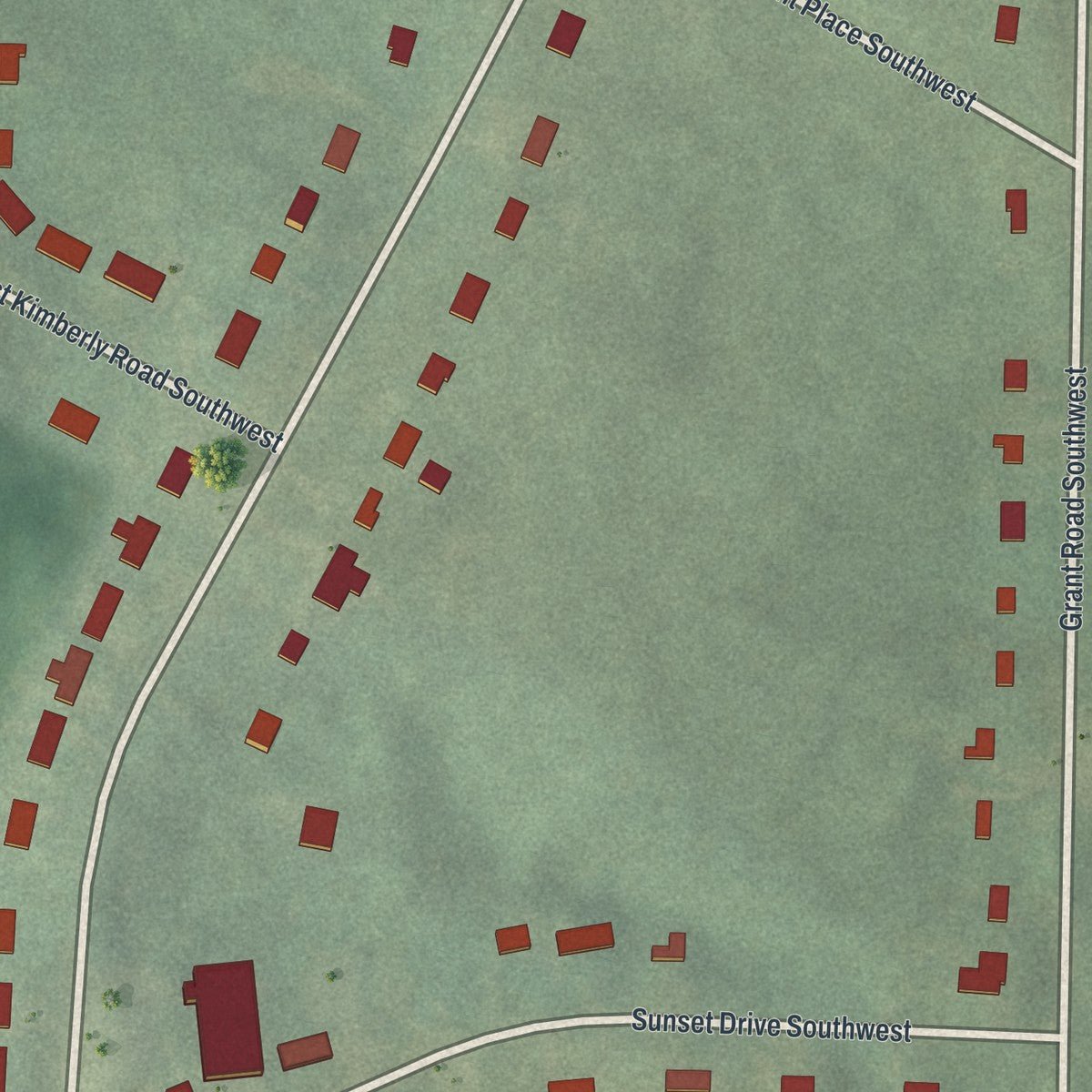 Second close-up of the map of Ben Hill Terrace, Georgia print showing more streets and buildings