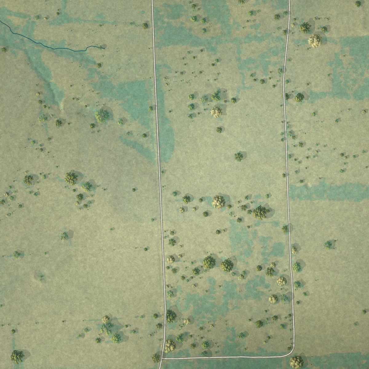 Second close-up of the map of Ben Wheeler, Texas print showing more streets and buildings