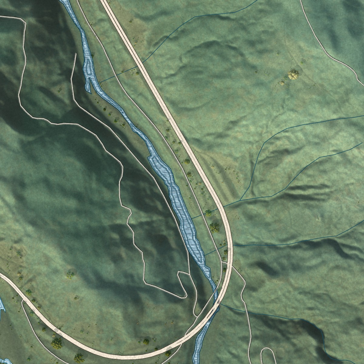 Second close-up of the map of Benbow, California print showing more streets and buildings