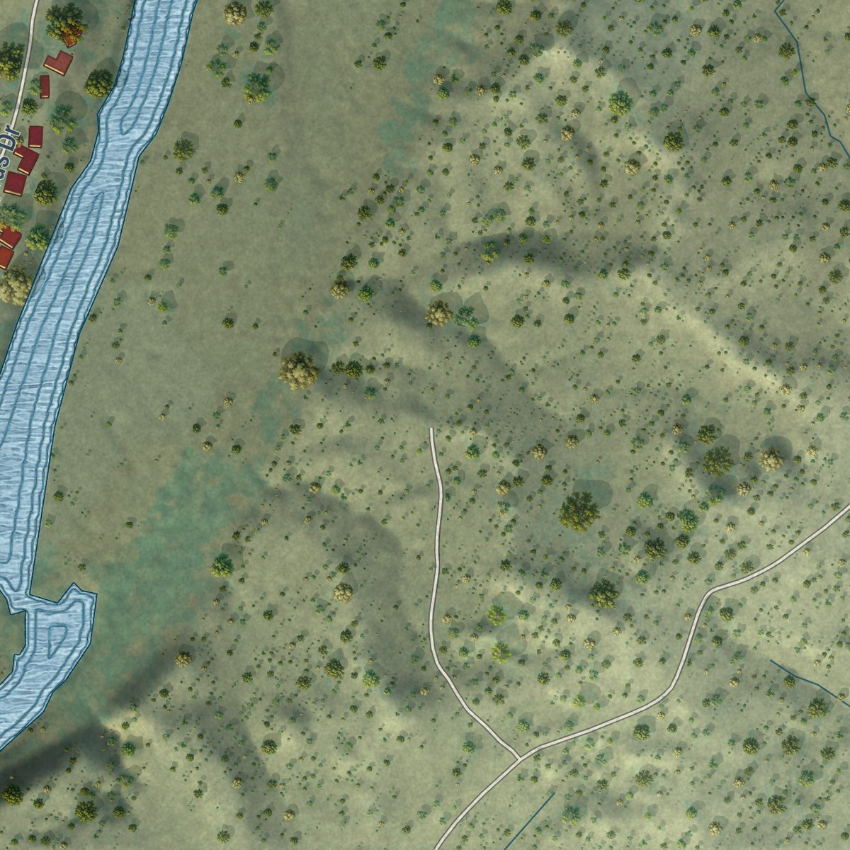 Second close-up of the map of Bend, California print showing more streets and buildings