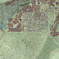 Second close-up of the map of Bend, Oregon print showing more streets and buildings