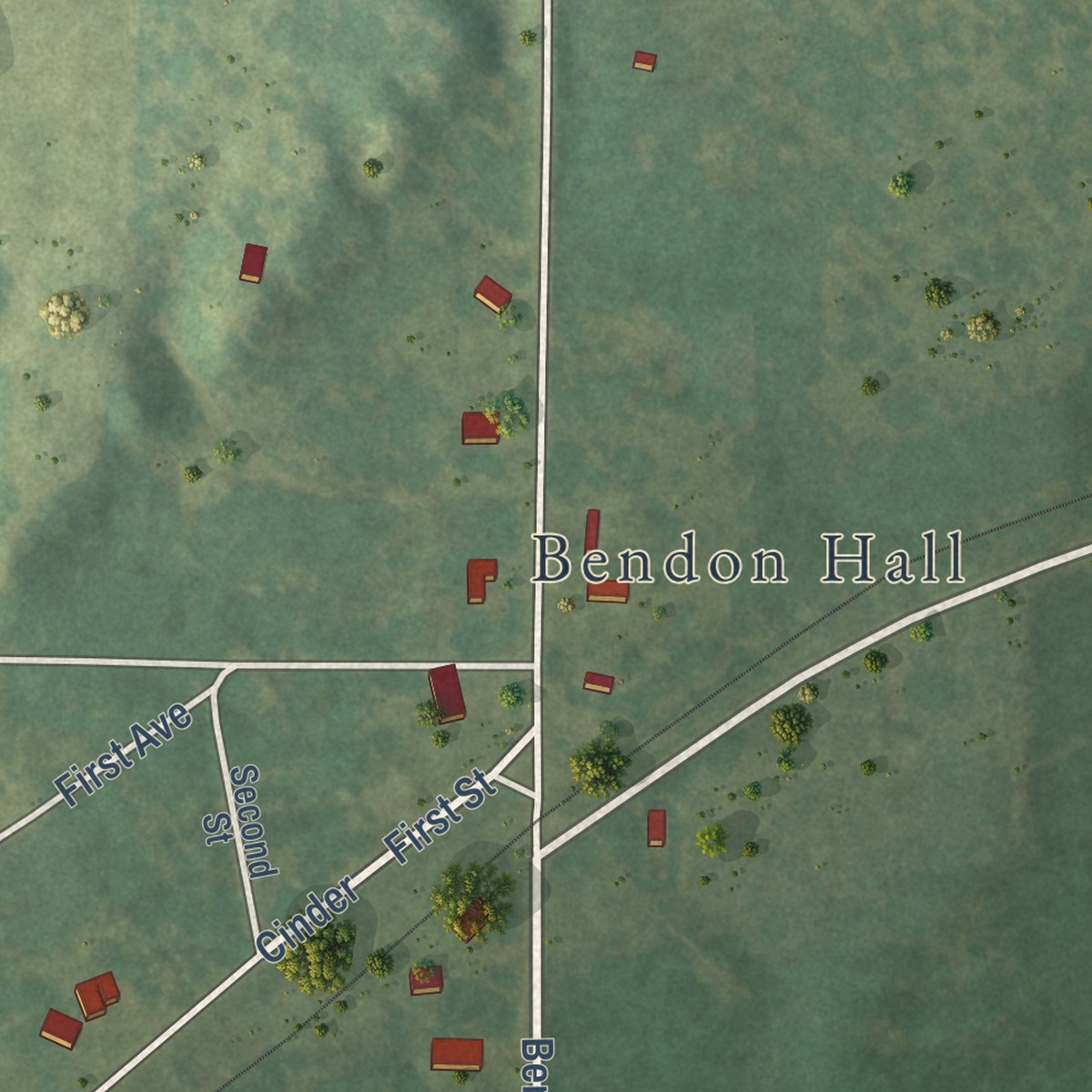 Second close-up of the map of Bendon, Michigan print showing more streets and buildings