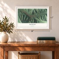 Benham, Kentucky map, 12 x 18 inch print in a white frame in an entryway
