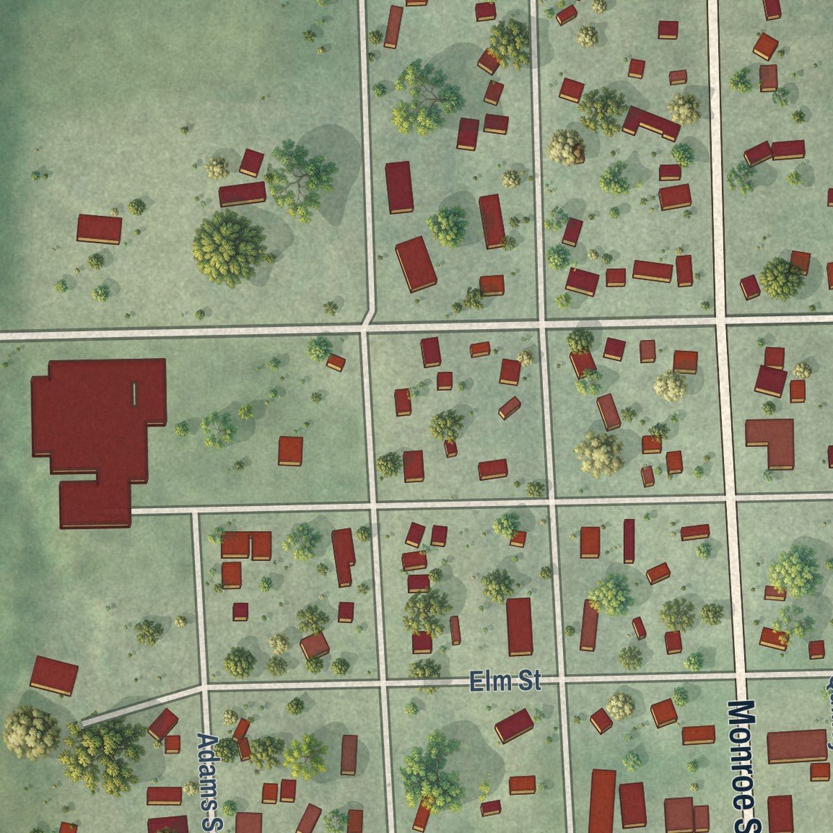 Second close-up of the map of Bennet, Nebraska print showing more streets and buildings